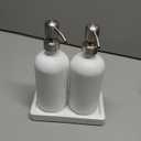 Prus Waso White Soap Dispenser for Kitchen Sink, Dish and Hand Soap Dispenser with Silver Stainless Steel Pump, Perfect for Kitchen Decor and Accessories. (Silver & White)