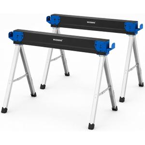 Folding Sawhorses 2 Pack - 2200 lb Capacity Heavy Duty Metal Saw Horse Pair with 2x4 Support Arms, Portable Jobsite Workbench Stand for Woodworking & Carpentry Stand
