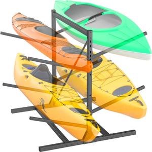WALMANN Garage Kayak Rack, Heavy-Duty Metal Kayak Storage Rack Adjustable Freestanding Kayak Stand, Large, Style: 4 Tier for 4 Kayaks
