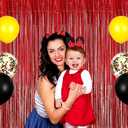 Torerun Red Backdrop Party Decorations - 3 Pack of 3.2x8.2ft Foil Fringe Curtains Streamers Backdrop for Valentines Day Decorations, Birthday, Christmas Backdrop Decorations