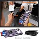 for iPhone 17 Pro Max Wallet Case with Card Holder + 1 Screen Protector, (2 Cards) & 360Ring Kickstand Military Grade Drop Shockproof Rugged Case for iPhone 17 Pro Max 6.9"(Purple)