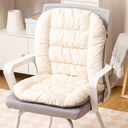 Plush Chair Cushion with Ties - Soft Seat Pad Backrest for Dorm, Desk, Rocking Chairs (White)