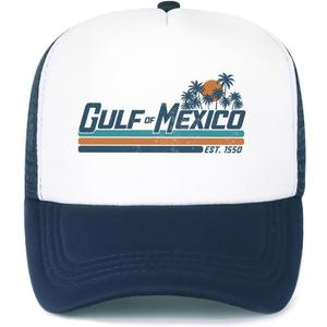 Gulf of Mexico Trucker Hat, EST. 1550 Gulf of Mexico Baseball Cap (Blue)