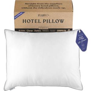 FluffCo Zen Fluff™ Down Alternative Bed Pillows - Soft, Queen Size (1 Pack) | Recycled Vegan Microfiber Pillows For Side, Back & Stomach Sleepers - Luxury Hotel Quality - Cotton Shell 20x28