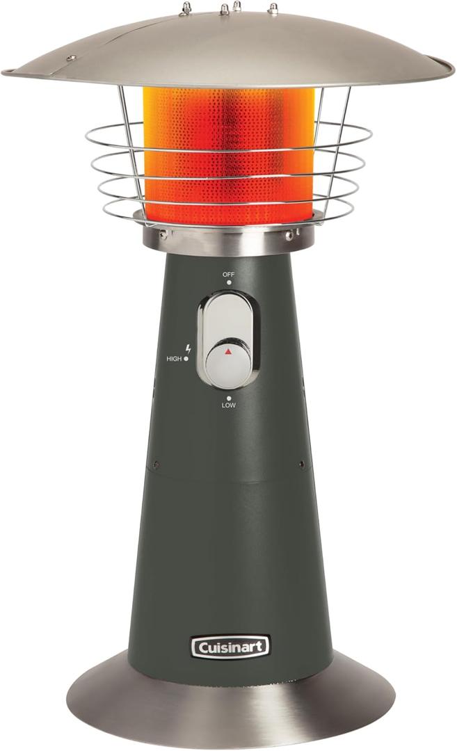 Cuisinart Portable Tabletop Patio Heater, 11,000 BTU Outdoor Propane Heater with Safety Tilt Switch and Adjustable Heat, Burner Screen Guard, 30 sq. Foot Heat Range, Gray