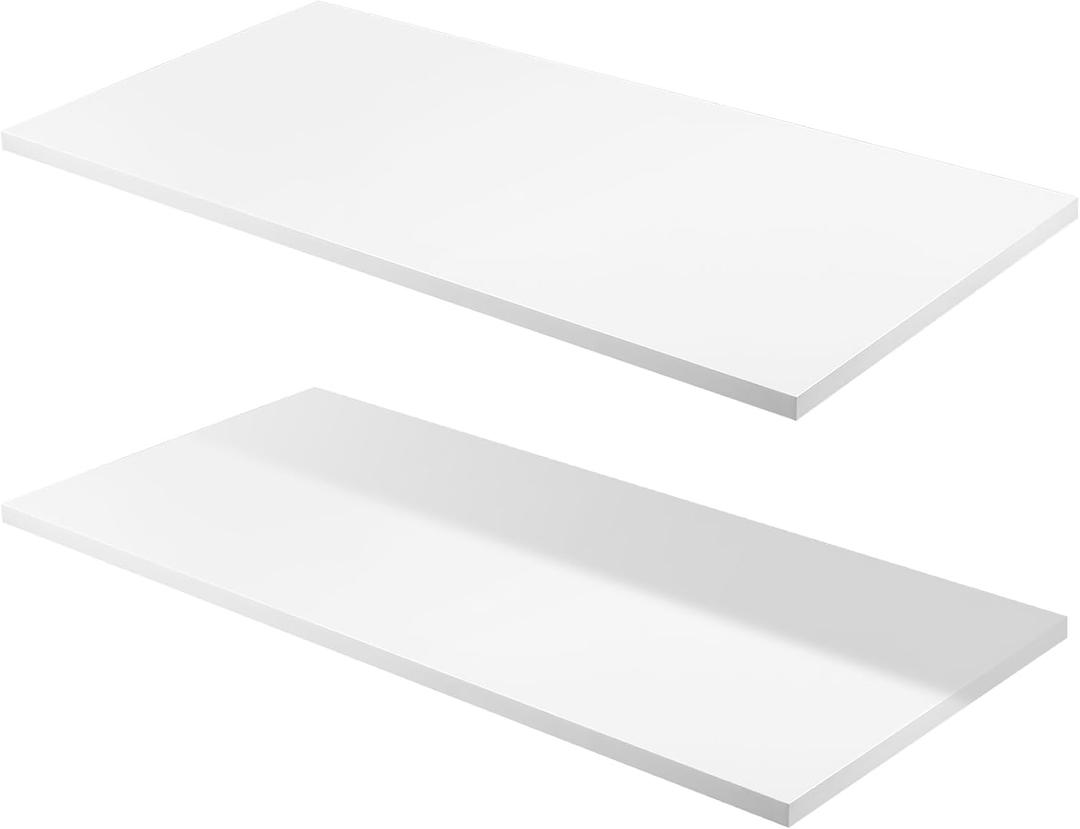 Menkxi Cabinet Shelf White Floating Shelves Wood Shelves for Wall Wooden Storage Display Shelf Board for Bathroom Bedroom Kitchen Garage, 5/8 Inch Thick (24 x 14 Inch, 2 Pcs)