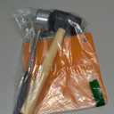 Coconut Opener Tool Set, Food Grade Stainless Steel Coco Opener Kit for Coconut Young & Mature, Coconut Shell Puncher Knife, Rubber Hammer with Wood Handle, Silicone Mat Shockproof (3 In 1 Black Hammer Kit)