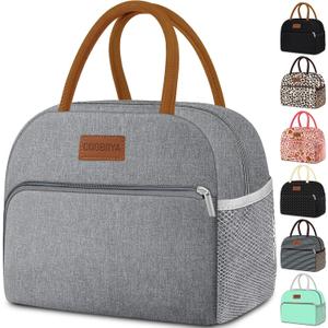 Coobiiya Lunch Bag Lunch Box for Women Men, Small Leakproof Cute Lunch Tote Large Capacity Reusable Insulated Cooler Lunch Container for Work/Office/Picnic/Beach-Grey (Gray)