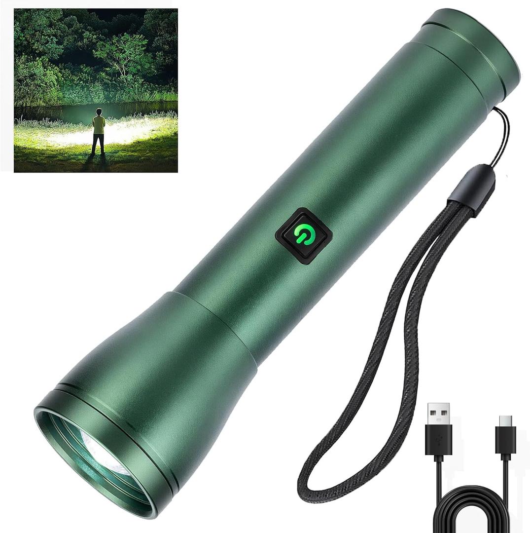 Rechargeable Flashlights High Lumens 990,000L, 3 Modes Super Bright 140 Wider Beam LED Tactical Handheld Flash Light with USB C, Zoomable Beam, IP76 Waterproof