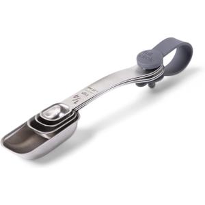 Full Circle Skinny Dip, Stainless Steel Measuring Spoons, 4-Piece Set - 1/4 tsp, 1/2 tsp, 1 tsp, and 1 Tbsp - Perfect for Spice Jars - Dishwasher Safe