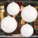 Soulchen 4 Pcs 8" 6" Extra Large White Christmas Balls Ornaments Oversized Plastic Hanging Xmas Tree Decorations Jumbo DIY Xmas Ball for Indoor Outdoor Lawn Yard Holiday Party