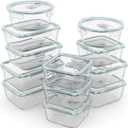 24pc Set Glass Food Storage Containers & Bowls with Airtight Lids - Leakproof BPA-Free Meal Prep Airtight Stackable Lunch Boxes, Kitchen Pantry & Storage Organizers - Microwave Freezer Dishwasher Safe