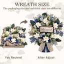 Waipfaru 22 Inch Spring Summer Wreath, Magnolia Wreaths for Front Door with Eucalyptus & Blue Grey Burlap Bow, Year Round Wreaths for Porch Farmhouse Patio Door Decor All Season (1 Pcs)