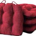 IPYNBAP Chair Cushions for Dining Chairs Set of 4, Red Kitchen Chair Cushions, Chair Pads with Ties and Non Slip Backing, Christmas Room Decor, Tufted Memory Foam Seat Cushion 4 Pack, 15.5"x15.5"x4"