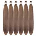 Ash Brown Braiding Hair Pre Stretched Knotless Braiding Hair Synthetic Box Braids Brown Hair Extension for Braiding (6 Packs)