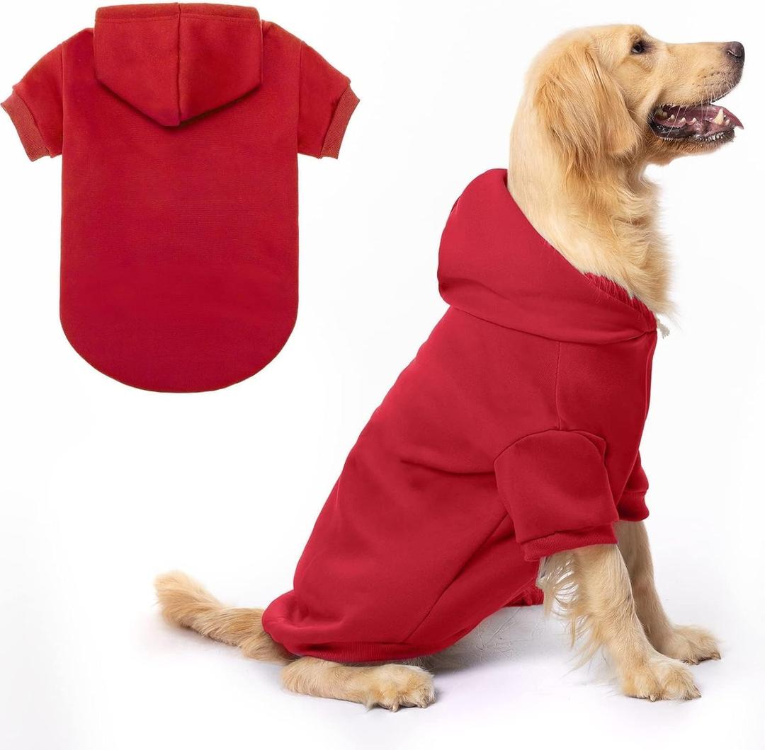 BINGPET Dog Hoodie, Fleece Lined Fall Cold Winter Soft Warm Puppy Sweatshirt with Leash Hole, Dog Sweaters Outfit,Pullover Hoodie for Small Medium Large Dogs Cats