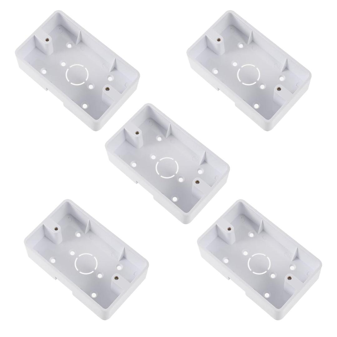 Totority Wall Socket Junction Box 5 Pcs ABS, White, 4.72 X 2.87 X 1.37 Inch, External Installation, Home Decor Electrical Outlet Box for Household Use
