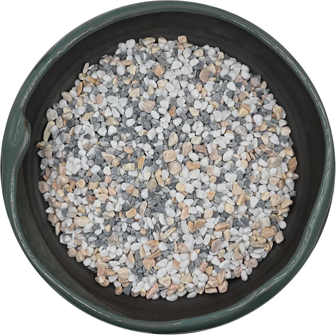 5 LB GreyMixed Pea Gravel, Natural Succulent and Cactus Gravel Pebbles, Pebbles for Indoor Plants, Natural Gardens Mulching, for Houseplants, for Aquarium Gravel, to Maintain Soil Aeration(4-6mm) (EXP 07/31/26)