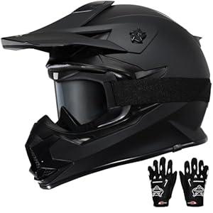 TRIANGLE Adult Dirt Bike Helmet Full Face Motorcycle Helmets with Adjustable Goggles & Gloves - DOT/ FMVSS-218 Certified Motocross Helmet for Off-Road ATV BMX UTV (XL)