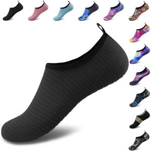 Womens Mens Water Shoes Quick Dry Aqua Socks Barefoot Slip-on Beach Swim Yoga Outdoor Water Sports Black-42/43
