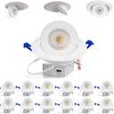 Adetu Recessed Lighting 6 inch, 360+90 Adjustable Directional 6 inch Gimbal Led Recessed Light, 2700K-5000K 5CCT Dimmable Retrofit Eyeball Can Recessed Lights with Jbox, ET (White-12 Pack)