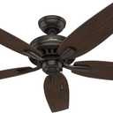 Hunter Fan Company Newsome 52-inch Indoor Premier Bronze Traditional Ceiling Fan Without Light Kit, Includes Pull Chains, and Reversible WhisperWind Motor