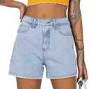 CHICZONE Womens Mid-High Waisted Ripped Denim Jean Shorts Cutoff Stretchy Summer Hot Short Pants (Large, 4-light Blue)