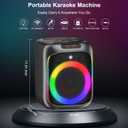 Karaoke Machine with 2 Wireless Microphones, 80W Portable Bluetooth Speaker, Party Speaker with LED Colorful Lights TWS Pairing, Karaoke Speaker Supports for Mic Input,USB,AUX,TF Card