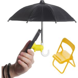 Adjustable Universal Cell Phone Umbrella Stand, Anti-Glare Cover Sun Shield, Suction Cup Piggy Stand, Outdoor Phone Sunshade Holder (Black, Yellow)