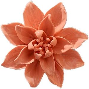 AMERRY Ceramic Flower Wall Art, Artificial 3D Flower Wall Art, Handmade 3D Wall Art Hanging Sculpture, Porcelain Flower Wall Decoration for Home Office Decor (Orange,Magnolia,3.54")