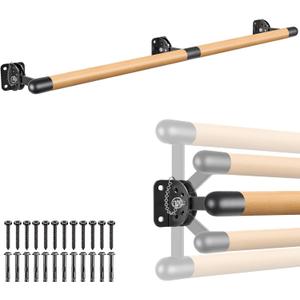 Dolibest Space Saver, Ballet Barre, Wall Mounted Traditional Wood Ballet Barre System Stretch/Dance for Home Barre Workout Equipment, Height Adjustable, for Kids and Adults, 2m - Rca Plugs