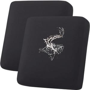 hyha Waterproof Couch Cushion Covers, Stretch Sofa Couch Seat Slipcover for Dog Washable, Non-Slip Waterproof Outdoor Cushion Covers for Patio Furniture Replacement (2 Pieces, Black)