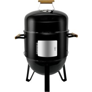 17 Inch Full enameled Multi -purpose Smoke BBQ Table-top barbecue grill Adjustable Temperature Vertical Heavy Duty Firepit and Pizza oven in yard double cooking area (Without Cover)