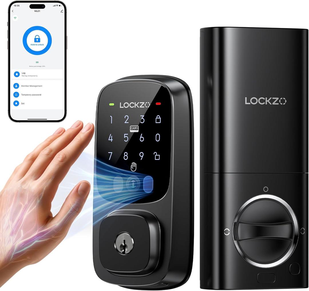 Smart Lock with Palm Vein, Keyless Entry Door Lock for Front Door, WiFi Electronic Door Lock with Keypad Deadbolt, Auto Lock, Voice Control, Compatible with Alexa & Google Assistant