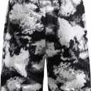 Mylldey Mens Shorts Casual Relaxed Fit Men's Walk Elastic Waist Drawstring Flat Front Shorts (Black, XL)