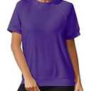 APWEQATA Sweatshirts For Women Crewneck Short Sleeve Shirts Summer Casual Pullover Blouses(Purple, L)