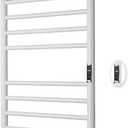 Heated Towel Racks for Bathroom, Wall Mounted Electric Towel Warmer Racks with Timer & Temperature Control, 10 Bar Stainless Steel Towel Heater for Bathroom,White, Plug-in