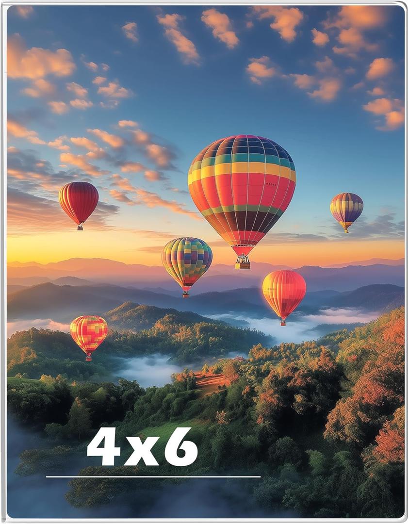 4 x 6 Acrylic Picture Frame, Horizontal/Vertical Clear Photo Frame for Wall with Tape, No Drilling Floating Hanging Frameless Picture Frame, Wall Mount Sign Holder for Home, School, Office