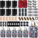74PCS Baby Shower Prizes for Men 6 Set with 8 oz Stainless Steel Hip Flask with Funnel Bottle Opener Manicure Kit Bath Sponge Sunglasses Gift Bag Baby Shower Game Prizes for Winner Bachelor Party (Black)