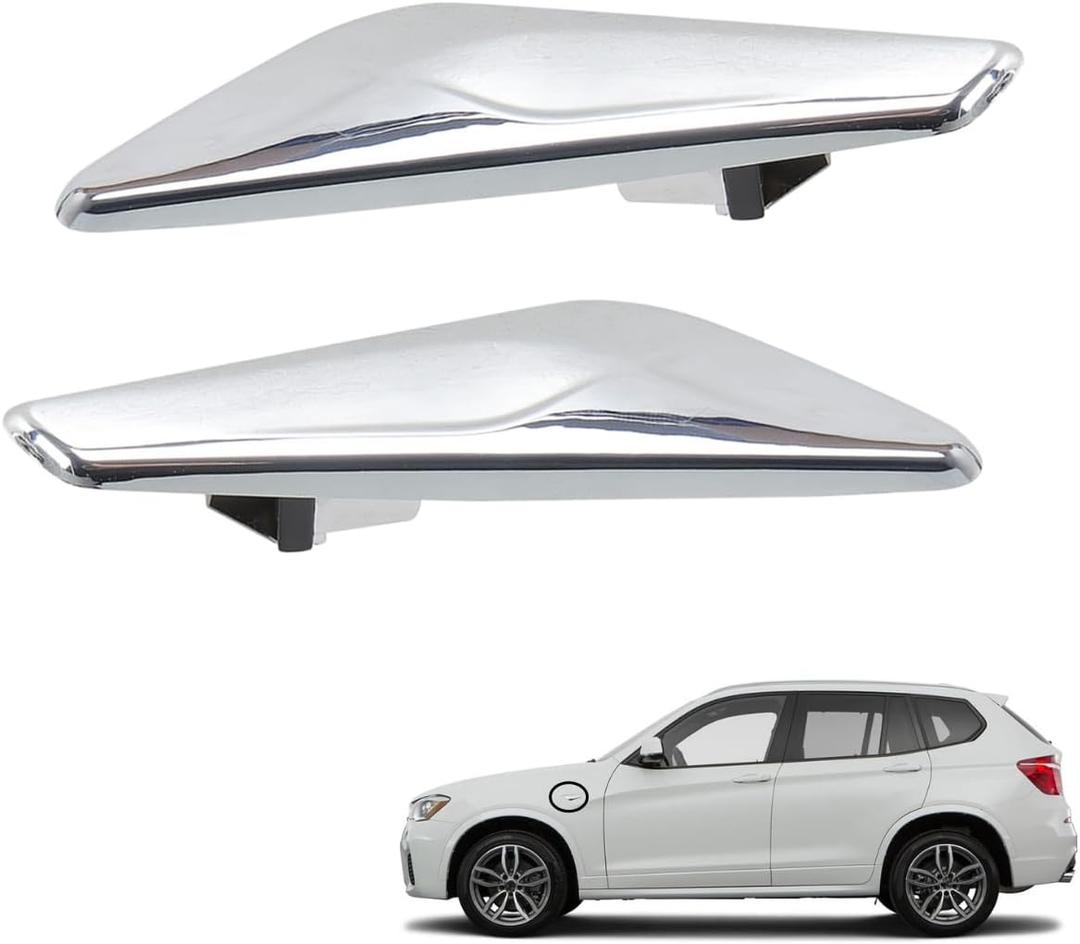 Front Side Fender Trim Chrome Finisher side marker Emblem Moulding fits BMW X3 X4 F25 F26 Replaces# 51117338569 51117338570