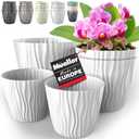 Mueller European-Made 5/1 Plant Pots 6/7.5/9.2" - Flower Pots Set with Inner Drainage for Indoor and Outdoor Use, Modern Decorative Planters for Plants, Flowers, and Herbs - White