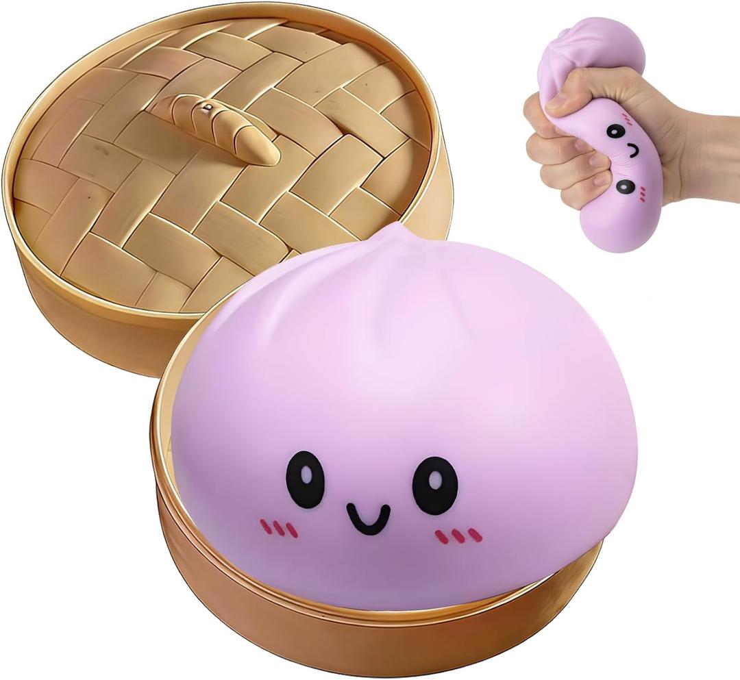 Glitter Dumpling Squishy,Dumpling Squishy Mystery Box,Squeeze for Stress Relief (Purple)