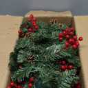 Pre-Lit Artificial Christmas Garland, Green, White Lights 50, Decorated with Pine Cones, Berry Clusters, Plug in, Christmas Decorations, 9 Feet
