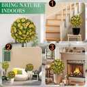 25" Artificial Topiary Ball Fall Tree with Yellow DaisyFake Mums Plants with Ground SpikeSet of 2 UV Resistant Faux Bushes, Fake Shrubs for Garden, Patio, Porch, Yard, Indoor