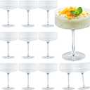 12 Pieces Martini Glasses 10.5oz Plasitc Ribbed Coupe Glasses Champagne Shatterproof Acrylic Vintage Cocktail Glassware Margarita Wine Glasses Disposable Cups for Parties Wedding Anniversary Bar Clear