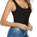 MANGOPOP Women's Tank Top Bodysuit Scoop Neck Sleeveless Body Suits Sexy U-Back Backless Going Out Tops S