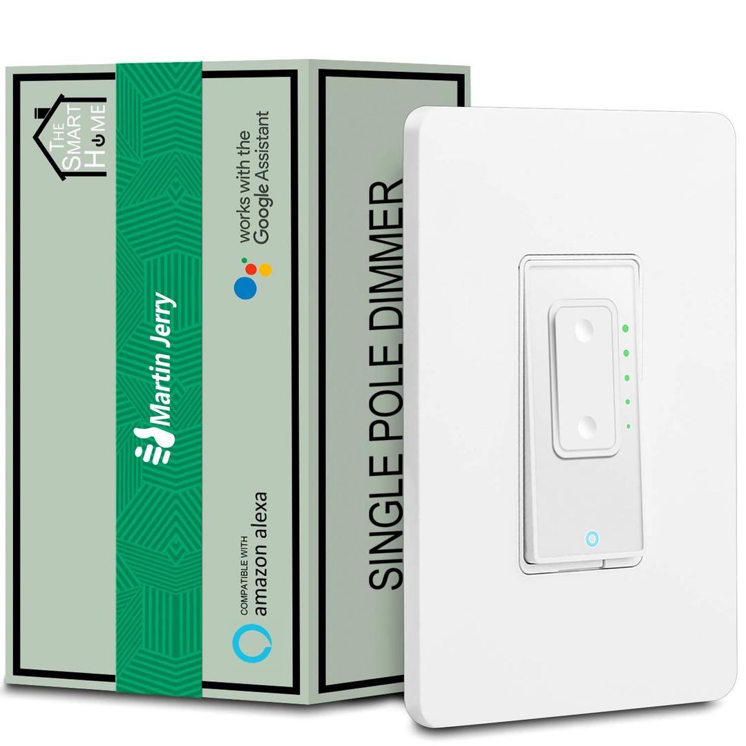 Smart Dimmer Switch by Martin Jerry | White, Supports LED, 2.4G WiFi, Voice Control via Echo & Google Home, a Neutral Wire is Necessary for Installation