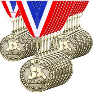Quelay 30 Pcs 2'' Gold Awards Medals Bulk Winner Medals with Neck Ribbons Encourage Team Participation for Adults Trophy Award Prize Gift Competitions Graduation Party