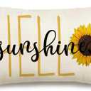 2 x RABUSOFA Hello Sunshine Quote Sunflower Spring Summer Pillow Covers,Seasonal Outdoor Decorative Cushion Case Summer Decorations for Home Sunflower Decor 12x20 Inch