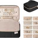 KarSyon Travel Jewelry Case Organizer Jewelry Box with 10 Velvet Pouches Mini Jewelry Organizers Storage for Girls/Women Small Cute Puffer Bags for Earrings,Rings,Necklaces,Bracelets (Black, Large)